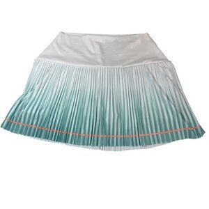 K-Swiss Pleated Tennis Skort White Aqua Ombre Athletic Skirt Shorts Size M NWT